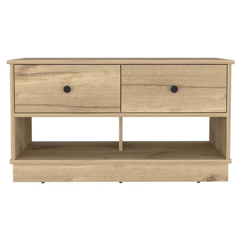 TUHOME Hamilton Storage Bench - Engineered Wood Entryway Bench with Seat, Beige - Perfect for Hallway, Living Room & Bedroom Organization