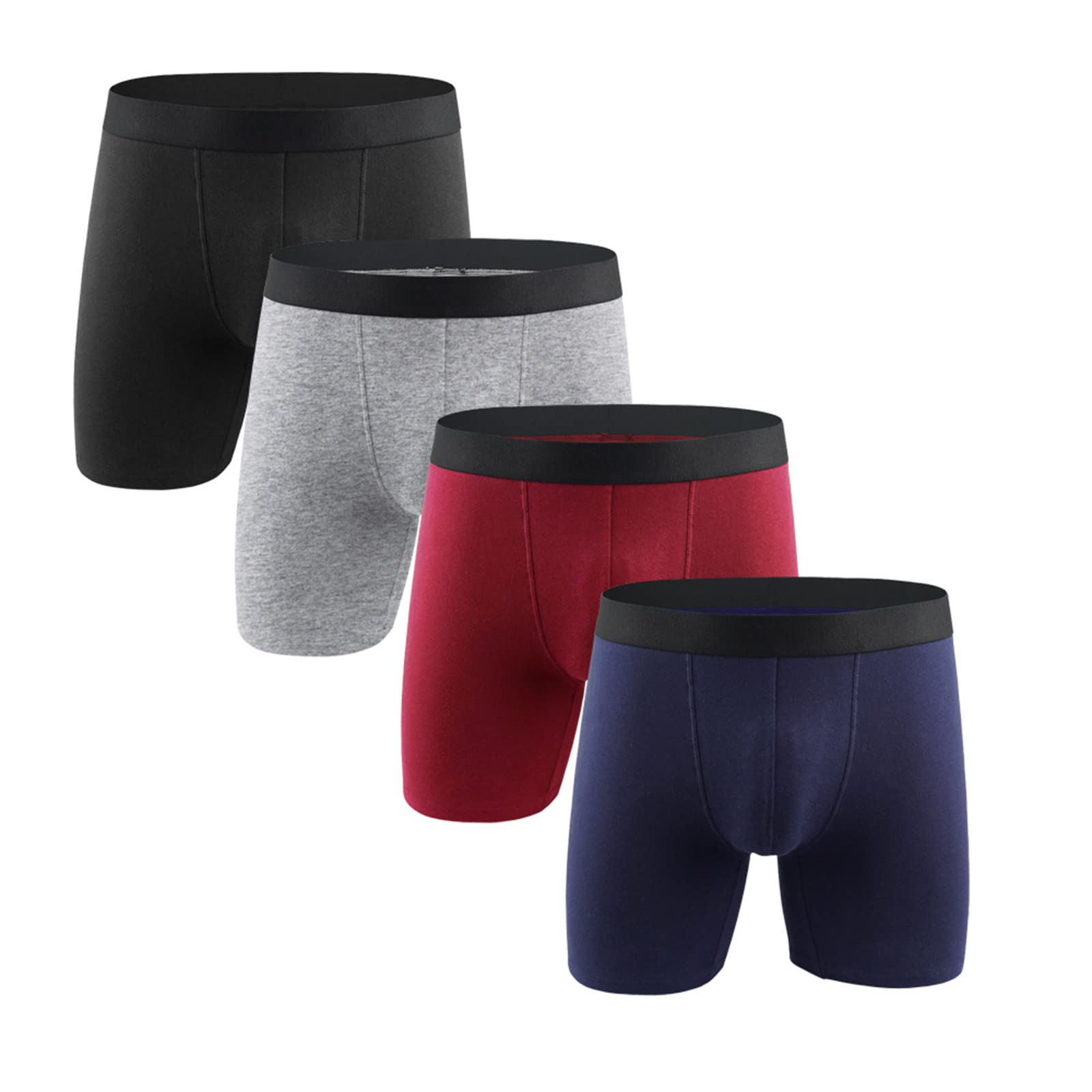 Premium Cotton Boxer Briefs for Men - Soft Breathable Underwear, Solid Colors, Large Size, Plus Size Options - Ideal for Sports, Workout & Everyday Comfort