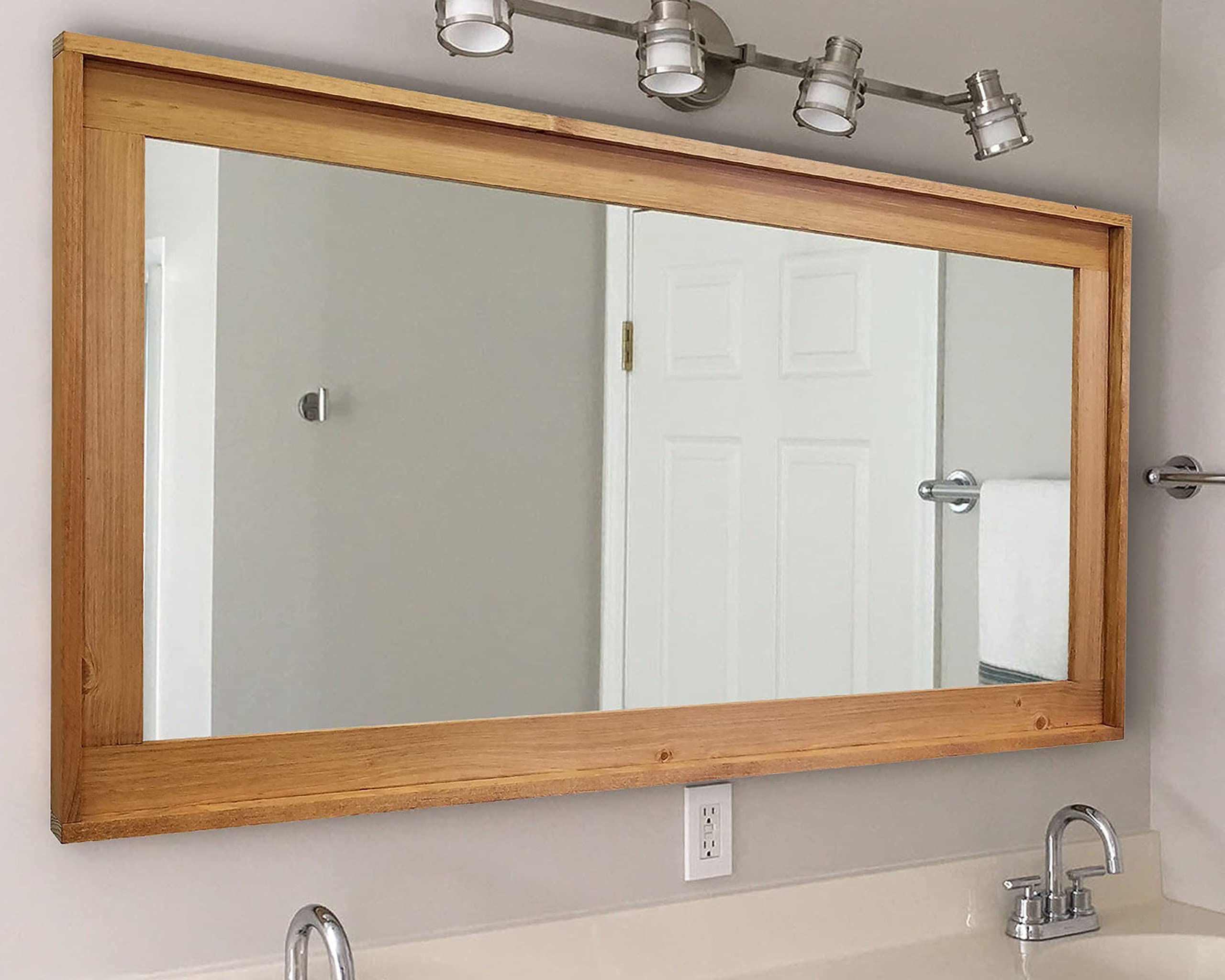 Handmade Rustic Wood Framed Wall Mirror - Large Rectangle Vanity Mirror in Golden Oak - Modern Farmhouse Decor for Bedroom, Bathroom & Entryway - 4 Sizes & 20 Colors - Made in USA
