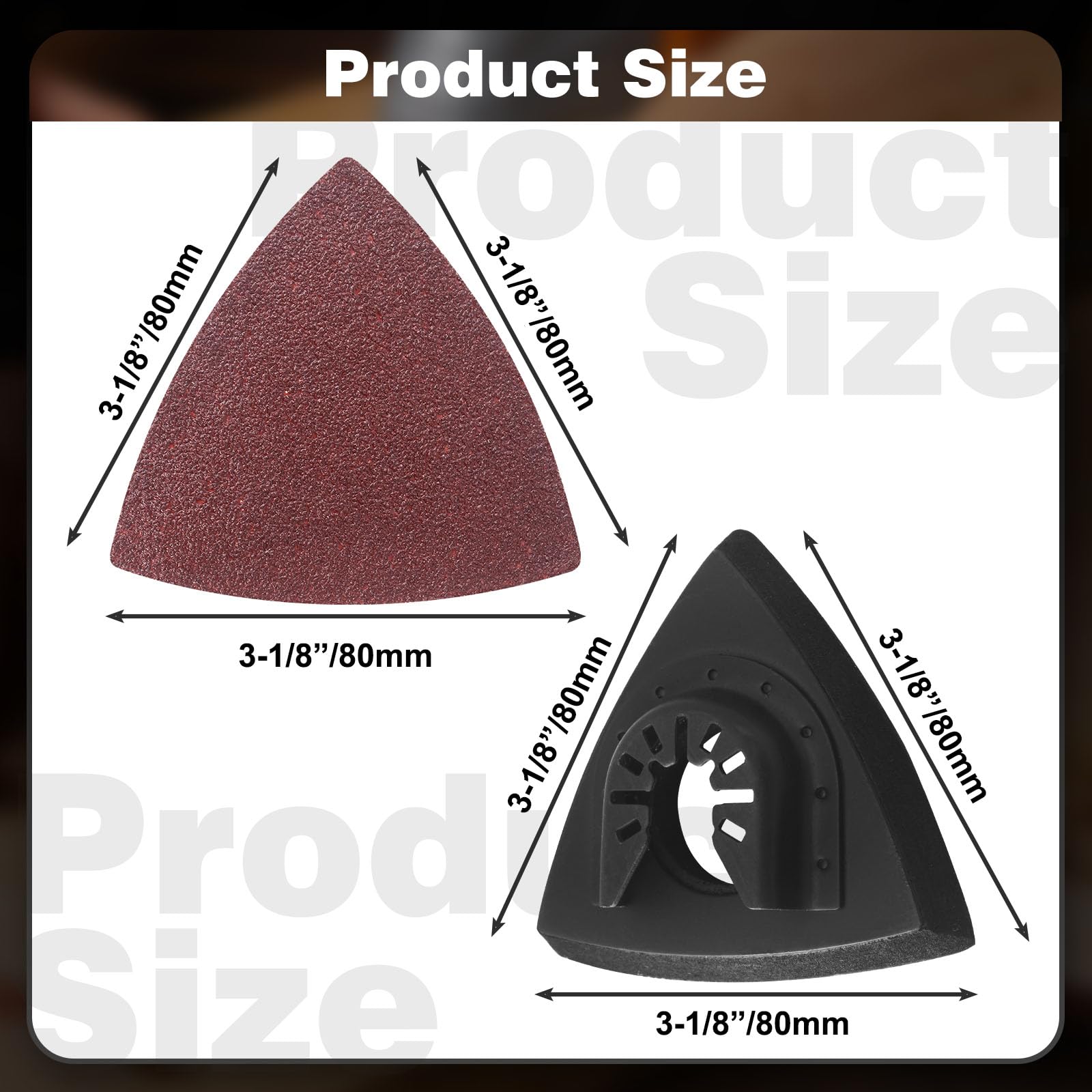 104 Pcs Oscillating Tool Sanding Pads Kit with 4 Triangle Pads & 100 Sandpaper Sheets (60/80/100/120/240 Grits) - 3-1/8