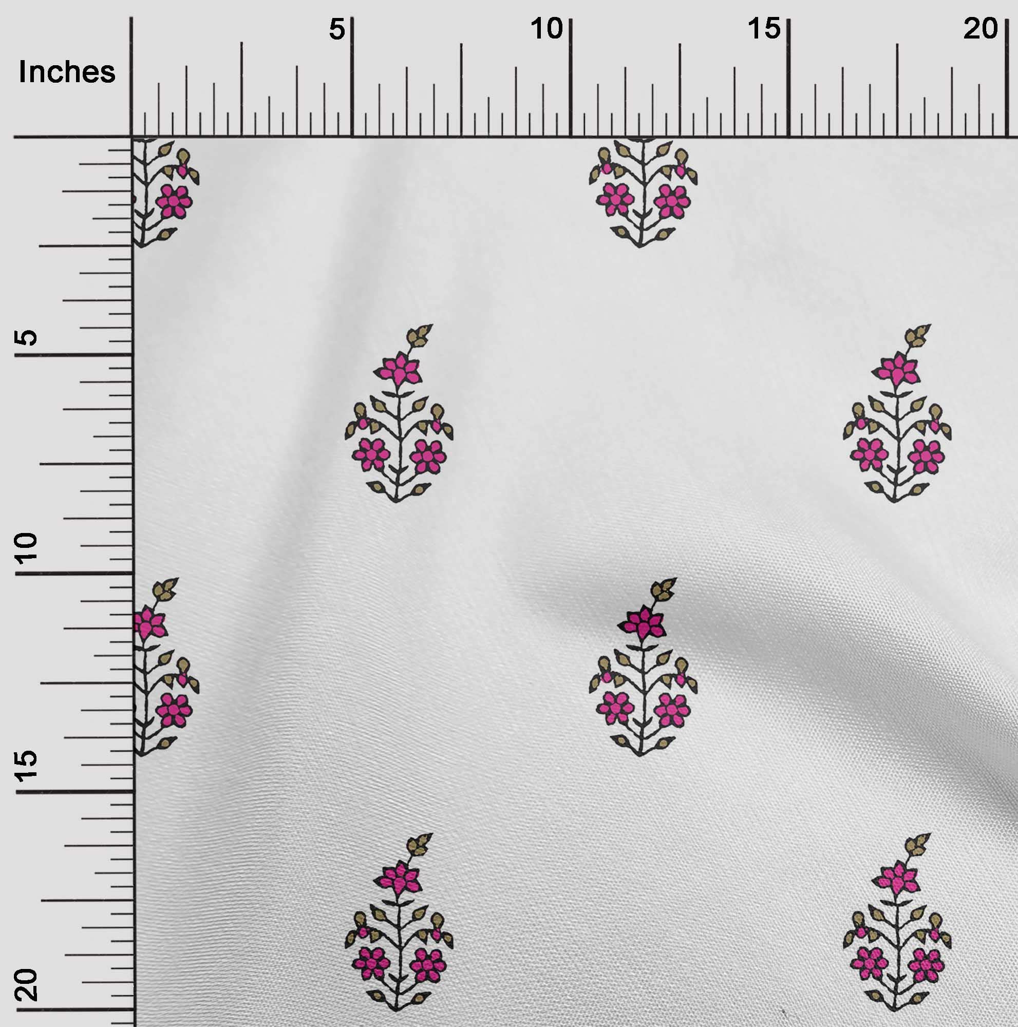 oneOone Viscose Chiffon Pink Asian Floral Print Fabric by The Yard - 42 Inch Wide Dress Material for DIY Clothing, Scarves & Home Decor