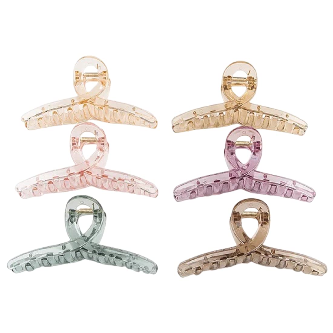 Samyak 6-Pack Korean Infinity Hair Clips - Strong Hold Non-Slip Barrettes, Claw Clutchers & Jaw Clamps for Women & Girls (Random Colors) | Perfect for School, Work, Parties & Everyday Hairstyles