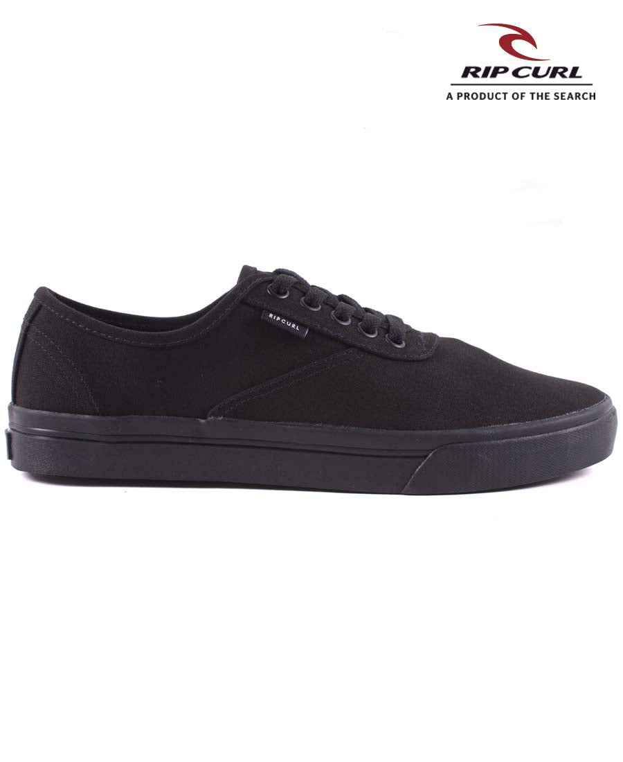 Rip Curl Ox Tracks CVS Sneakers - Men's Casual Slip-On Skate Shoes in Total Black | Outlet Sale | Perfect for Surfing, Skateboarding & Beach Lifestyle