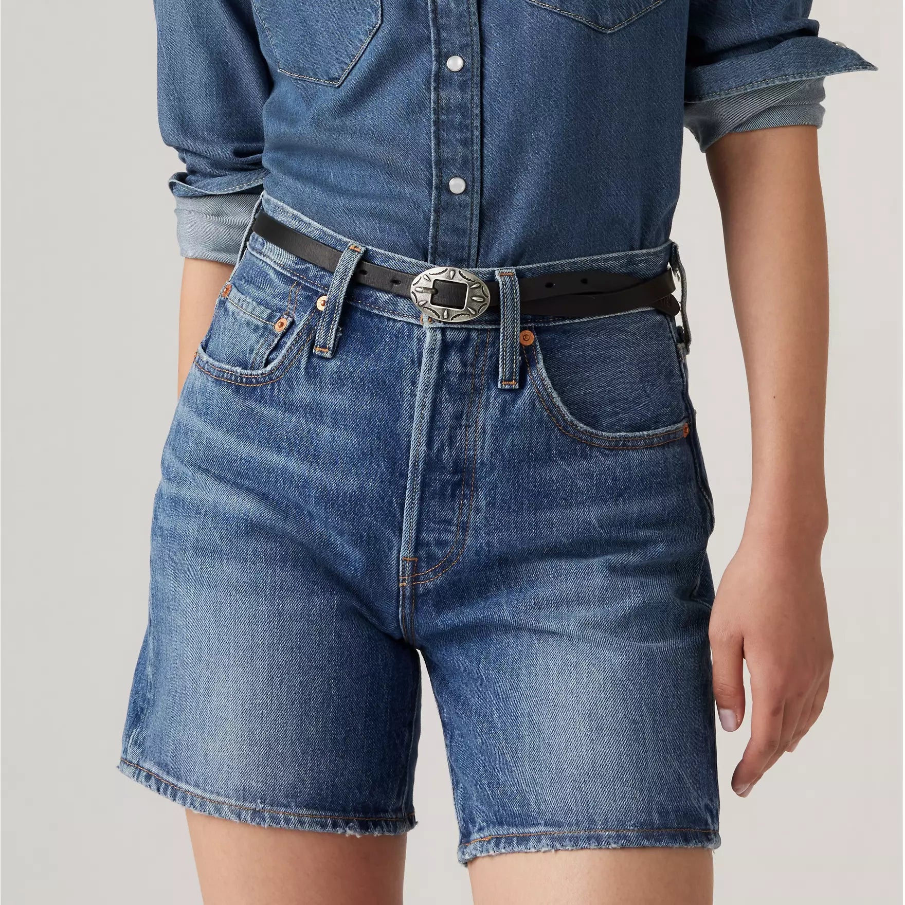 Levi's 501 Mid Thigh Shorts for Women - Classic Blue Denim Shorts | Casual Summer Wear, Beach Outfits & Street Style Fashion