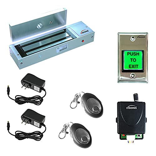 Visionis FPC-8512 Heavy Duty 1200lbs Electromagnetic Lock Access Control System - Outswing Door Security with LED Exit Button, Time Delay & Wireless Remote - Ideal for Office Buildings, Schools & Commercial Security