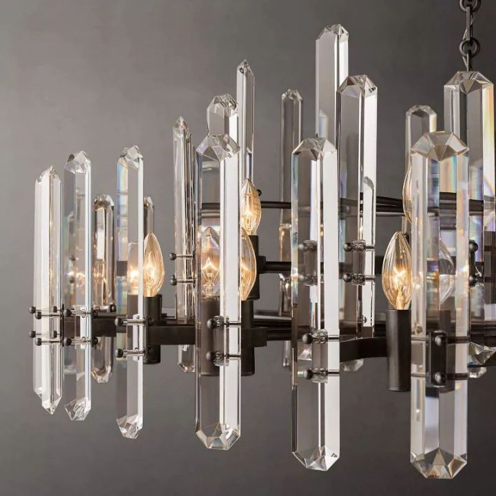 Macalla 48 Inch Round Crystal Chandelier - Modern Ceiling Light Fixture for Dining Room, Living Room & Bedroom Lighting Decor