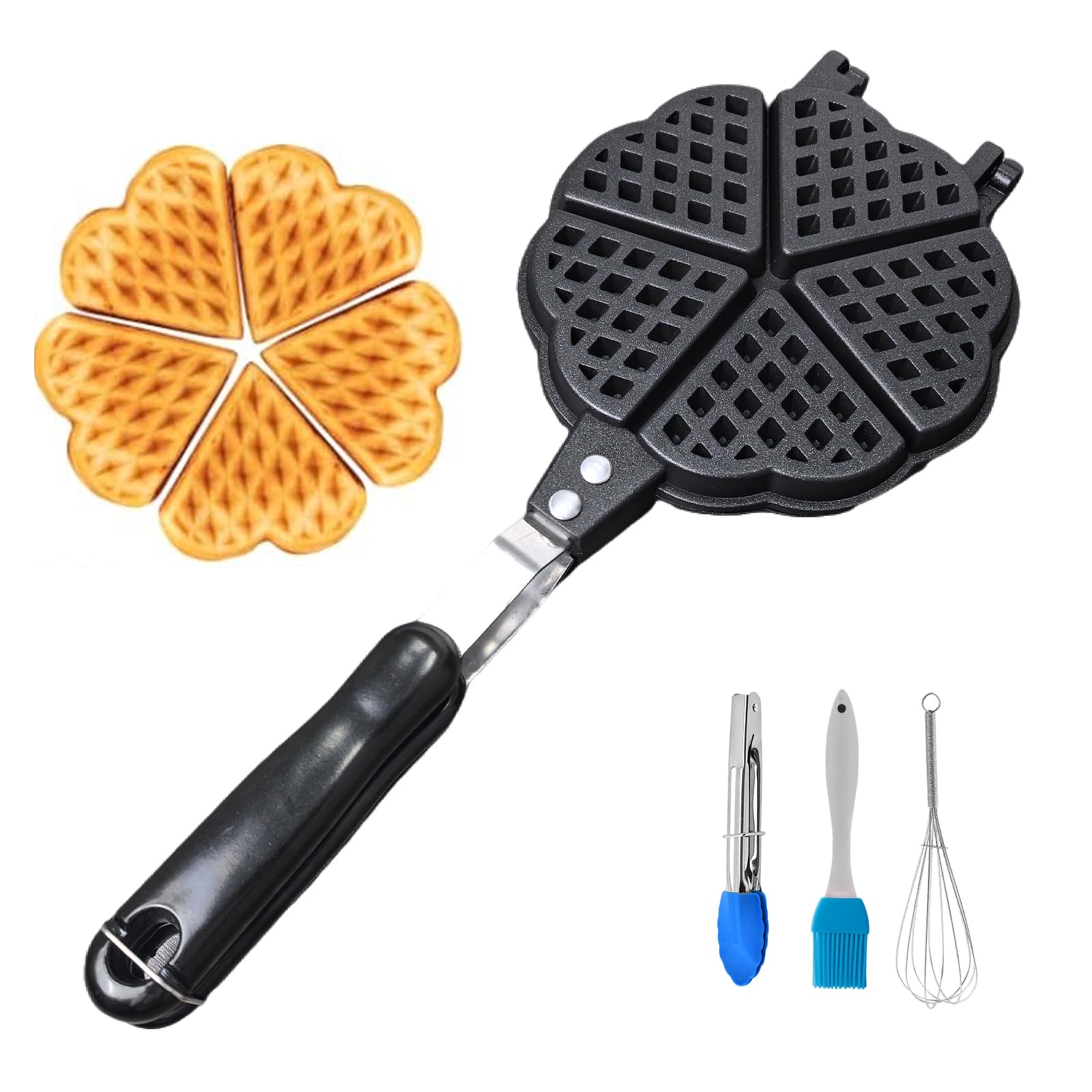 Heart Shaped Waffle Maker - 2.5 Inch Mini Cast Aluminum Waffle Pan for Valentine's Day Breakfast, Romantic Dates & Sweetheart Gifts - Perfect for Couples, Anniversaries and Special Occasions