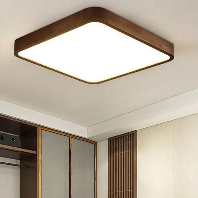 Modern Wooden Flush Mount Ceiling Light Fixture - Warm & Elegant LED Lighting for Bedroom, Living Room, Dining Room - Energy Efficient Home Decor