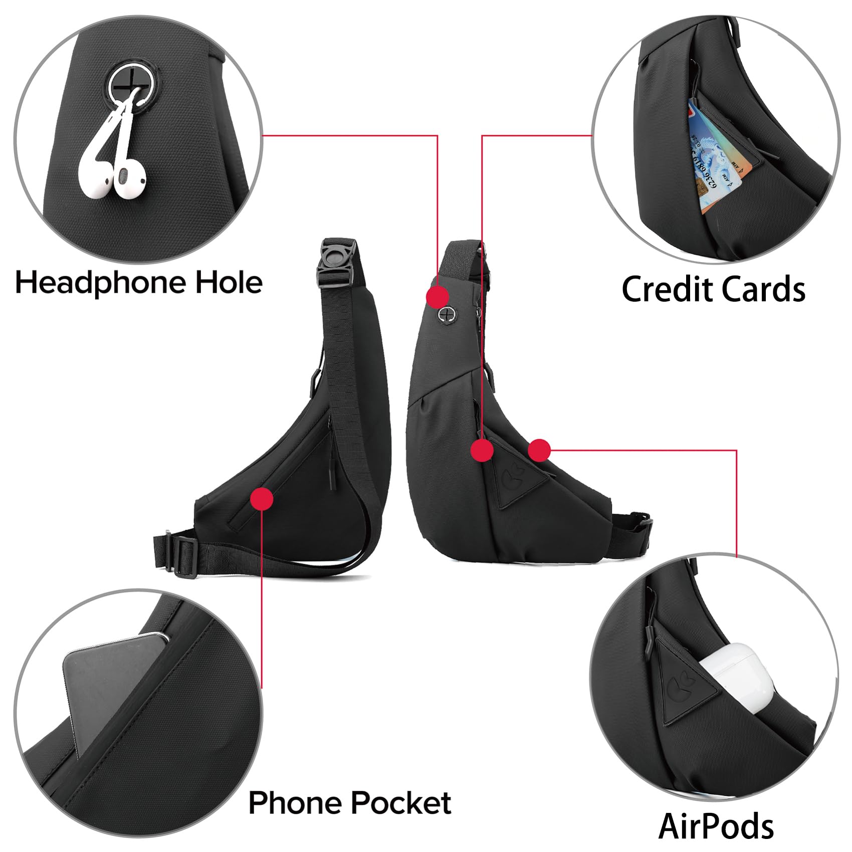 MAYMOONER Anti-Theft Sling Bag for Men & Women - Lightweight Chest Backpack for Hiking, Biking & Travel