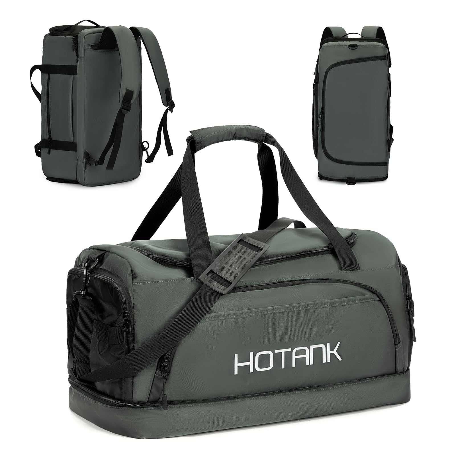 45L Gym Bag for Men & Women - Large Sports Travel Duffel Bag with Wet Pocket | Carry-On Weekender Backpack for Workout, Overnight Trips & Fitness Travel | Dark Gray Athletic Bag for Gym, Yoga, Swimming & Sports Gear Storage