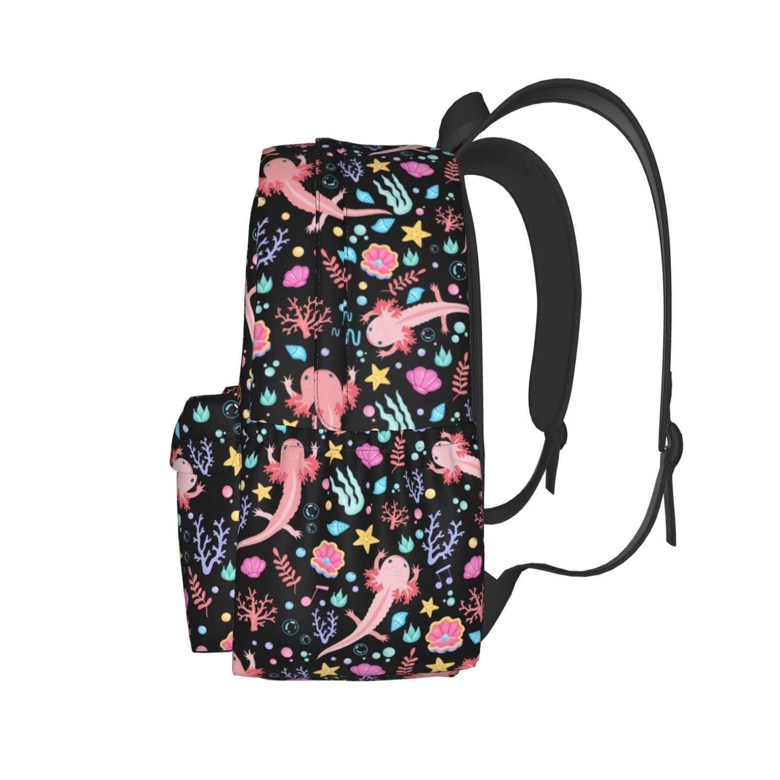 Stylish Axolotl Print Backpack with Adjustable Padded Shoulder Straps - Lightweight College Daypack for Travel, School & Work - Perfect for Students, Commuters & Outdoor Adventures
