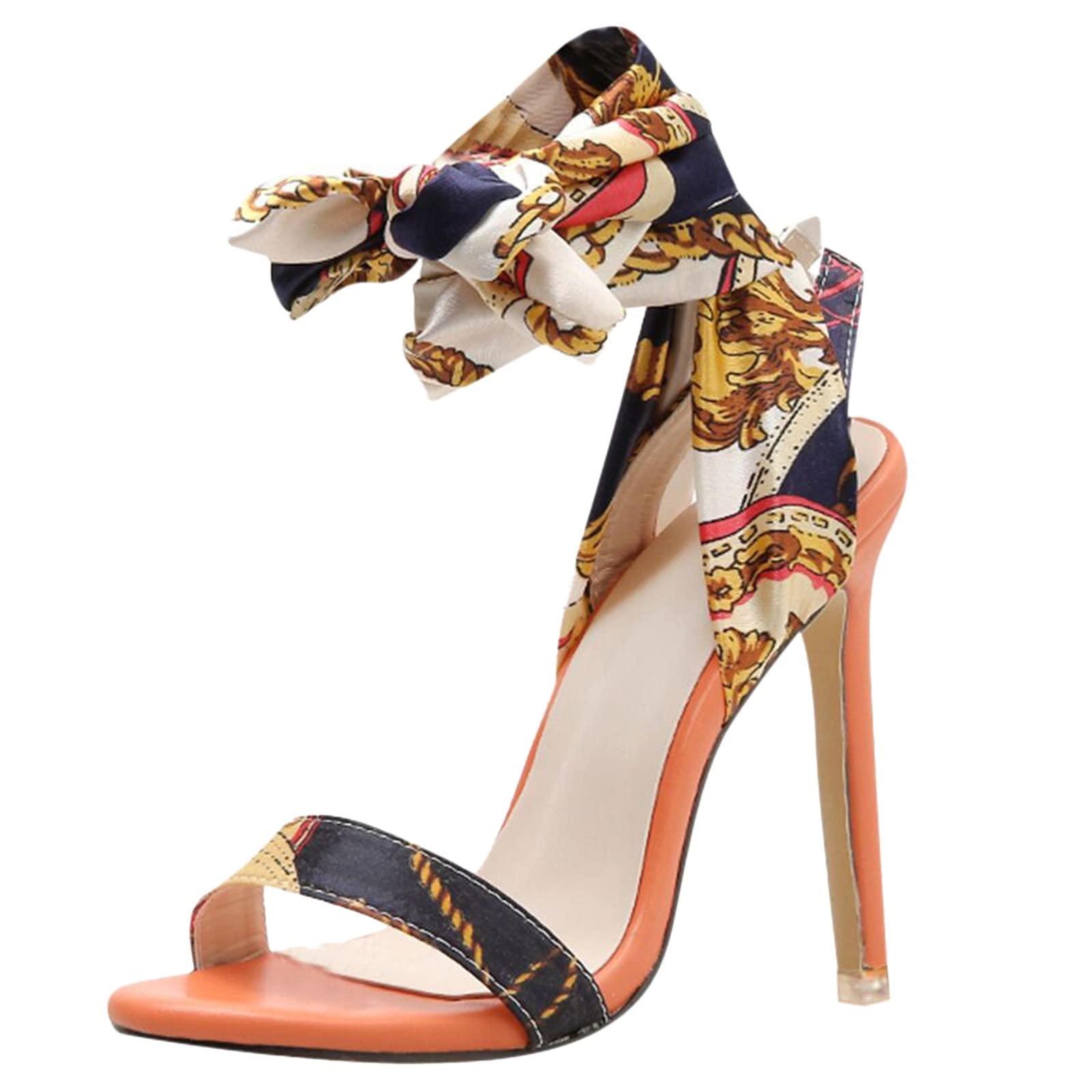 Women's Summer Sandals - Unique Roman Style Lace-Up High Heel Sandals with Round Toe | Perfect for Beach Vacations, Date Nights & Summer Weddings