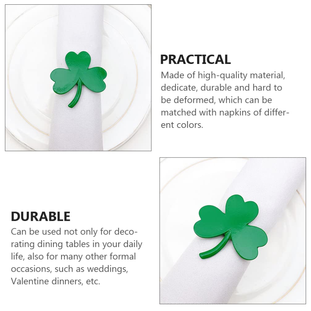 VALICLUD 4-Piece Shamrock Napkin Rings Set - St. Patrick's Day & Valentine's Day Napkin Holders - Decorative Tableware for Holiday Parties, Weddings, and Special Occasions