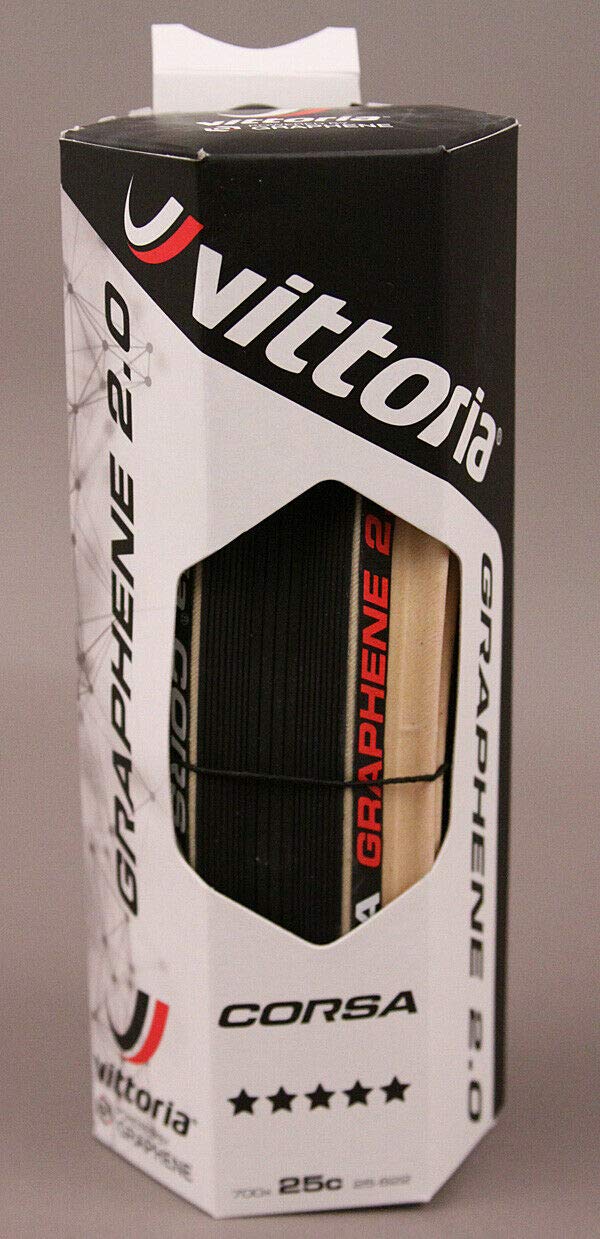 Vittoria Corsa G Competition 700x25 Road Bike Tire - 320 TPI, Black/Natural Tan - High-Performance for Racing & Training