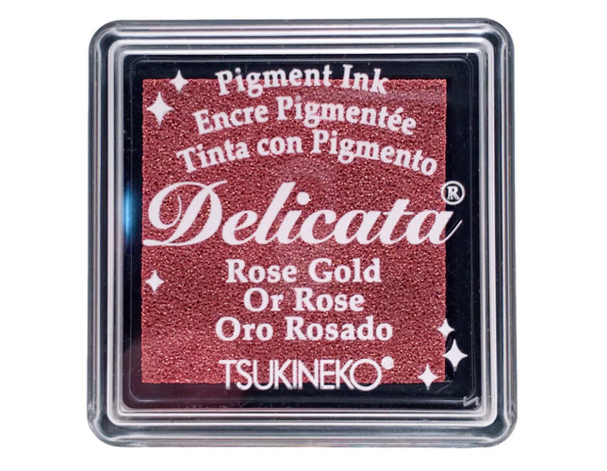 Tsukineko Delicata Small Rose Gold Ink Pad for Stamping, Scrapbooking & Card Making - Perfect for DIY Crafts, Invitations & Stationery Projects