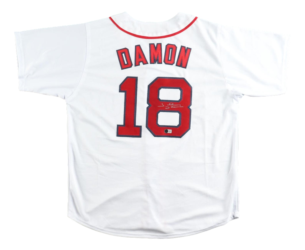 Johnny Damon Boston Red Sox Autographed White Baseball Jersey - Signed MLB Memorabilia for Collectors & Fans - Perfect for Display, Gifts, and Sports Memorabilia Collections