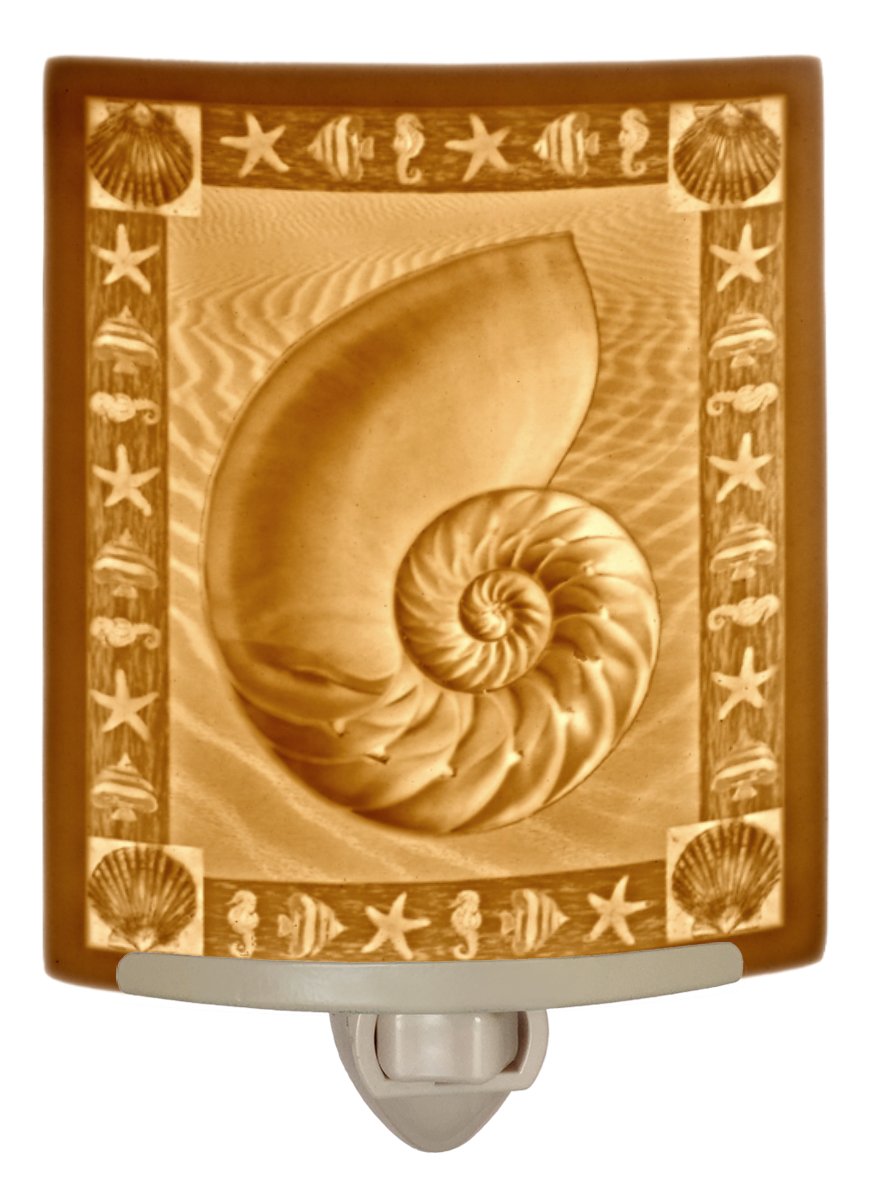 Nautilus Translucent Porcelain Lithophane Night Light with Nautical Sea Life Design - Perfect for Bedroom, Nursery, and Home Decor