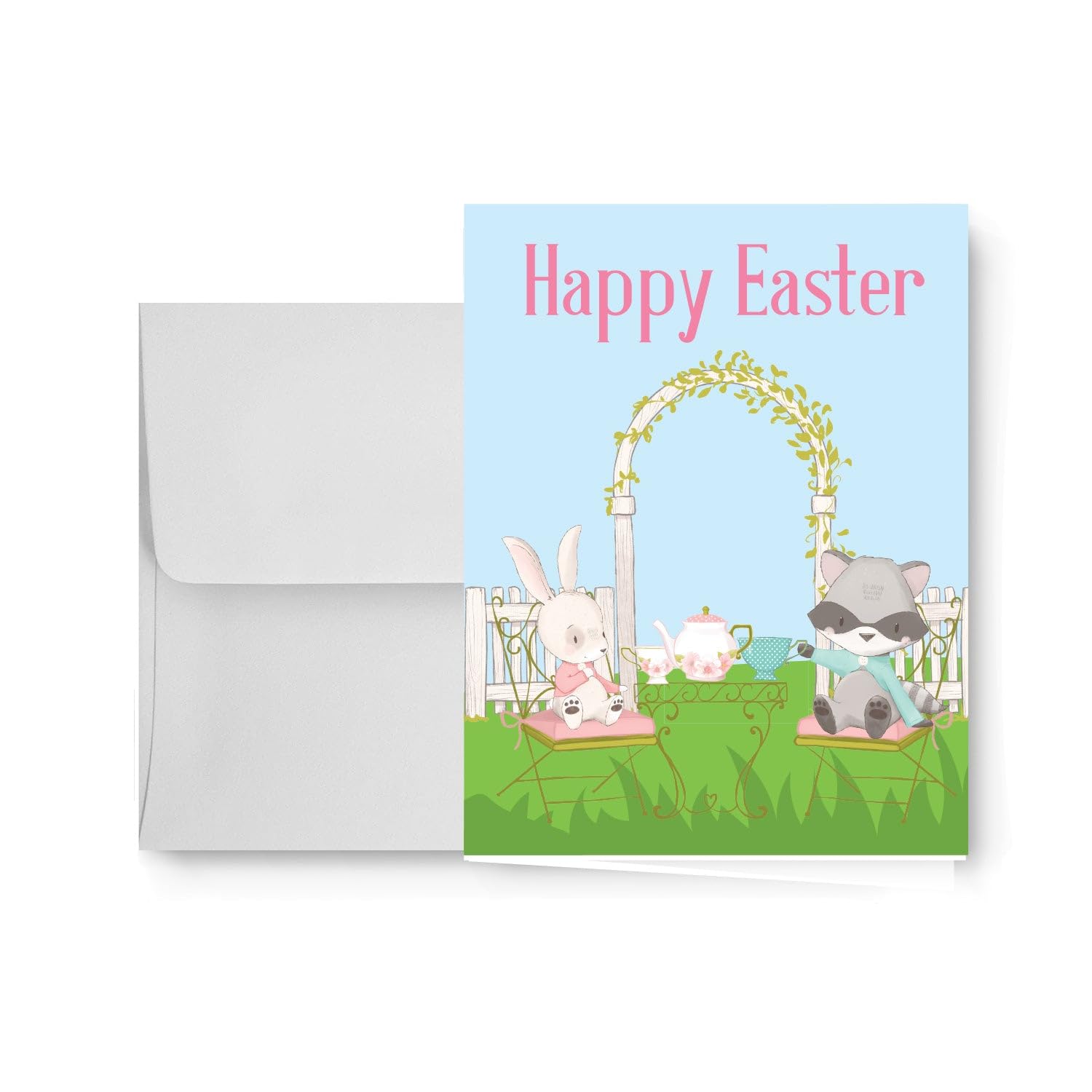Happy Easter Greeting Cards 25pk - Bunny & Eggs Design for Party Favors
