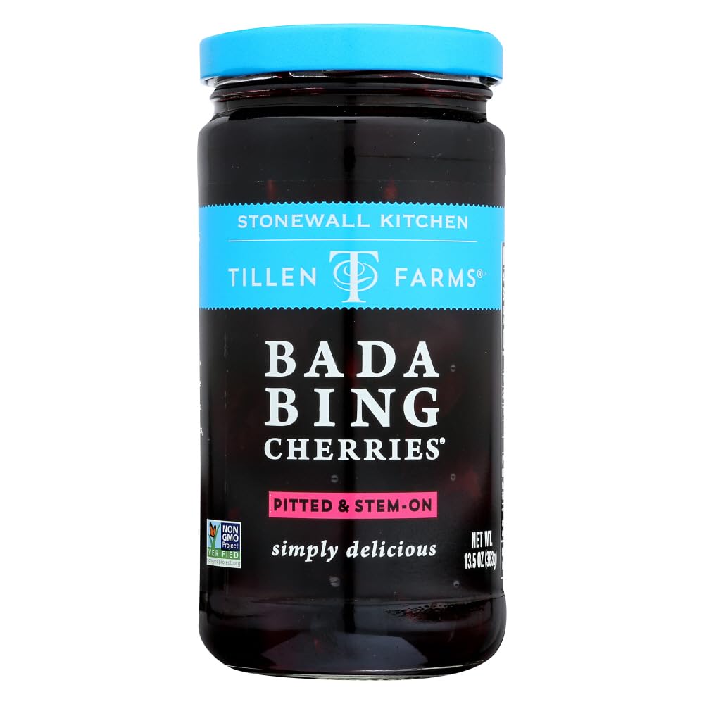 Organic Tillen Farms Bada Bing Cherries, 13.5 oz (Pack of 2) - Sweet Dark Red Cocktail Cherries for Desserts, Drinks & Baking - Perfect for Martinis, Ice Cream Toppings & Gift Baskets