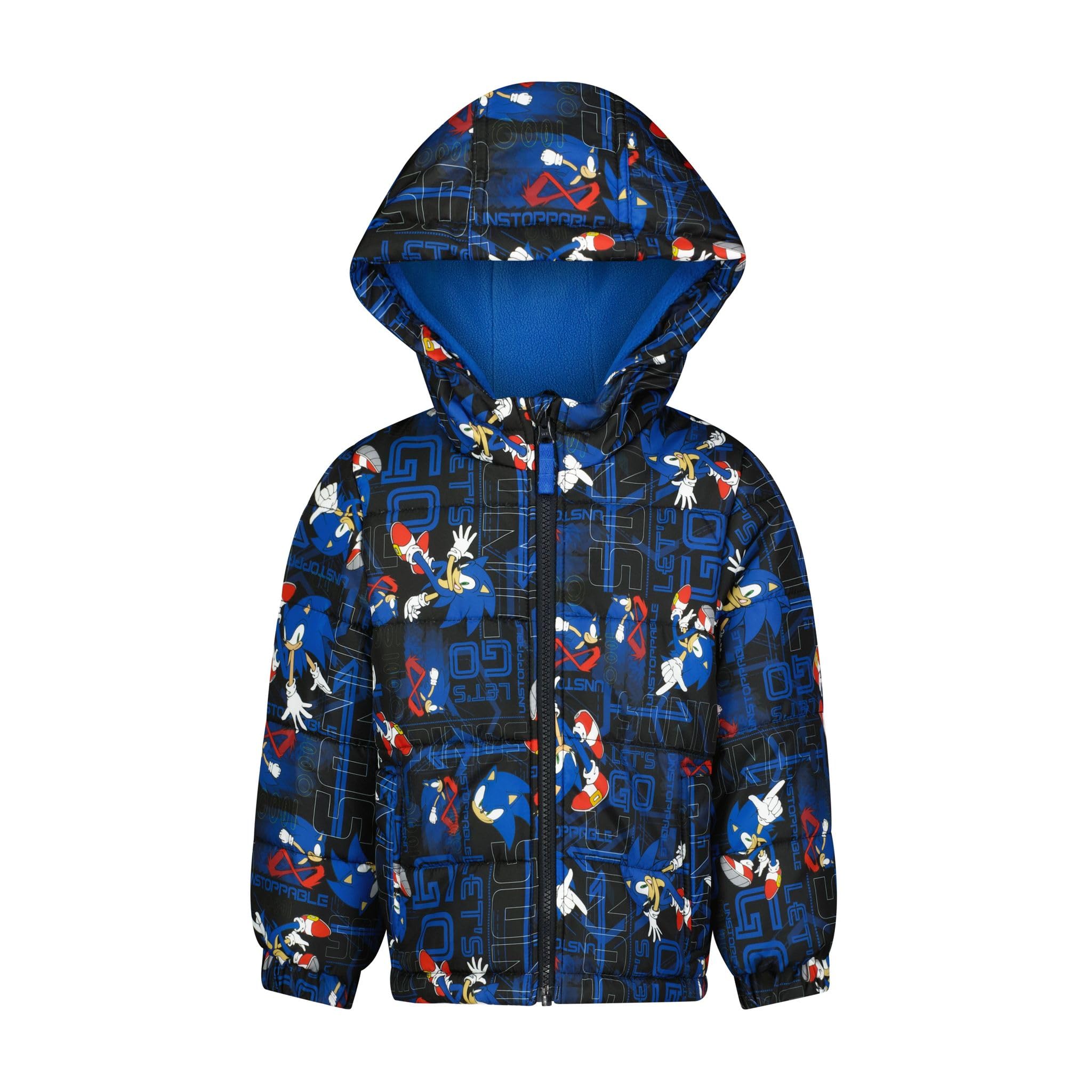 Sonic the Hedgehog Boys' Heavyweight Puffer Hooded Bubble Jacket - Winter Coat for Kids | Warm & Stylish Outerwear for Cold Weather Play, School & Outdoor Adventures