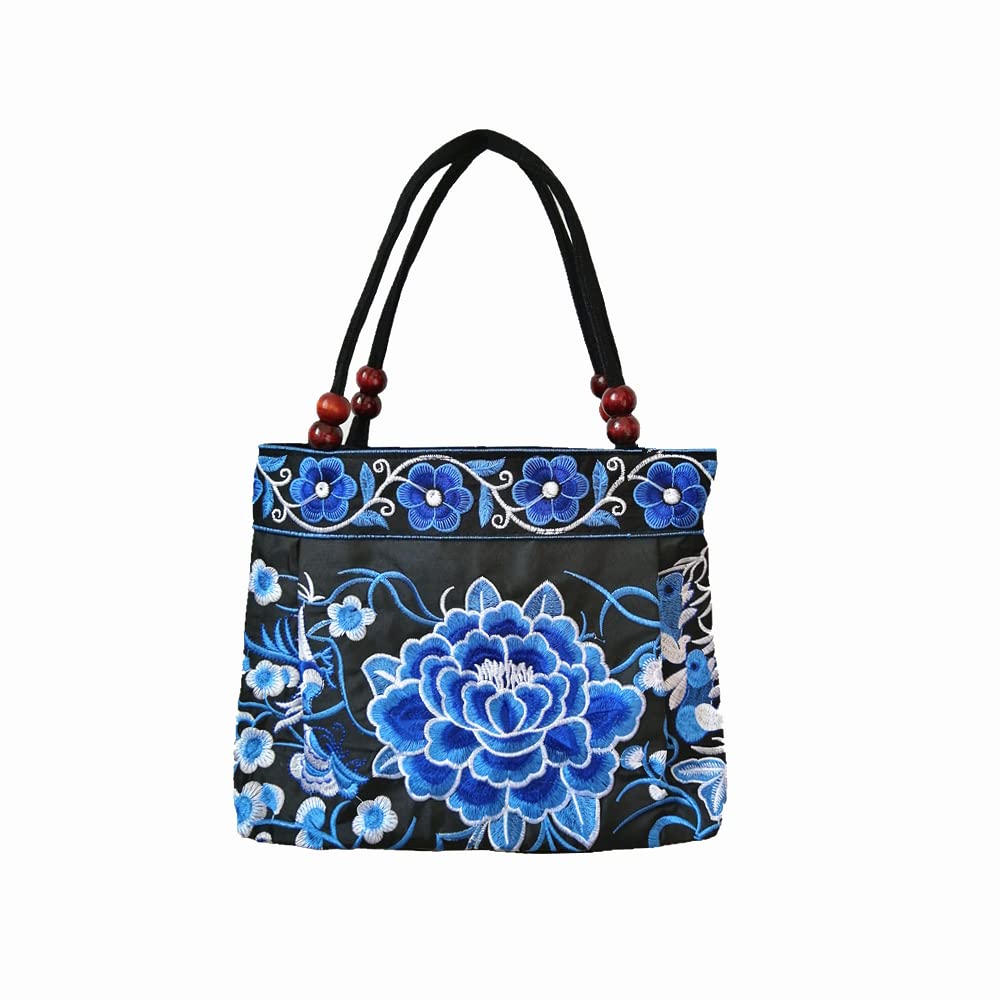 Vintage Embroidered Floral Women's Handbag - Boho Hobo Tote & Ethnic Shoulder Purse for Casual Outings, Travel, and Everyday Use