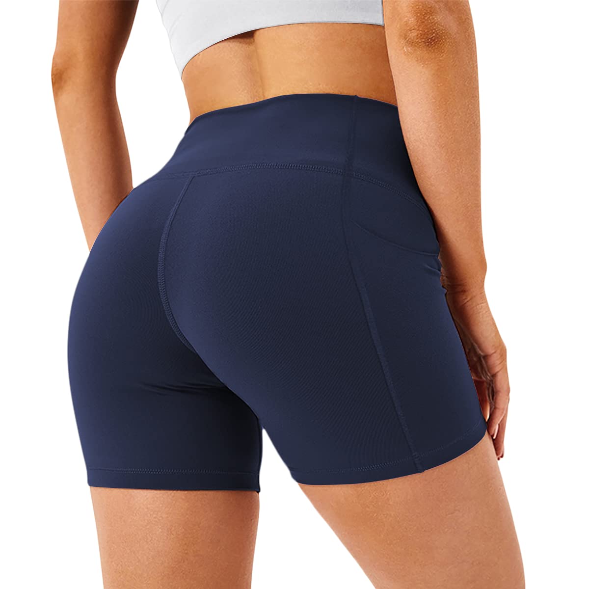 Women's High Waisted Yoga Shorts with Pockets - Non See Through Workout Shorts for Gym, Running & Cycling | Comfortable Athletic Wear for Yoga, Pilates & Active Lifestyle
