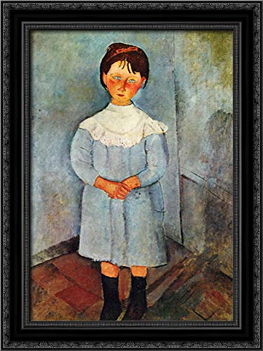 Blue Girl 18x24 Black Ornate Wood Framed Canvas Art Print by Amedeo Modigliani - Perfect for Kids' Room, Nursery, or Art Gallery Wall Decor