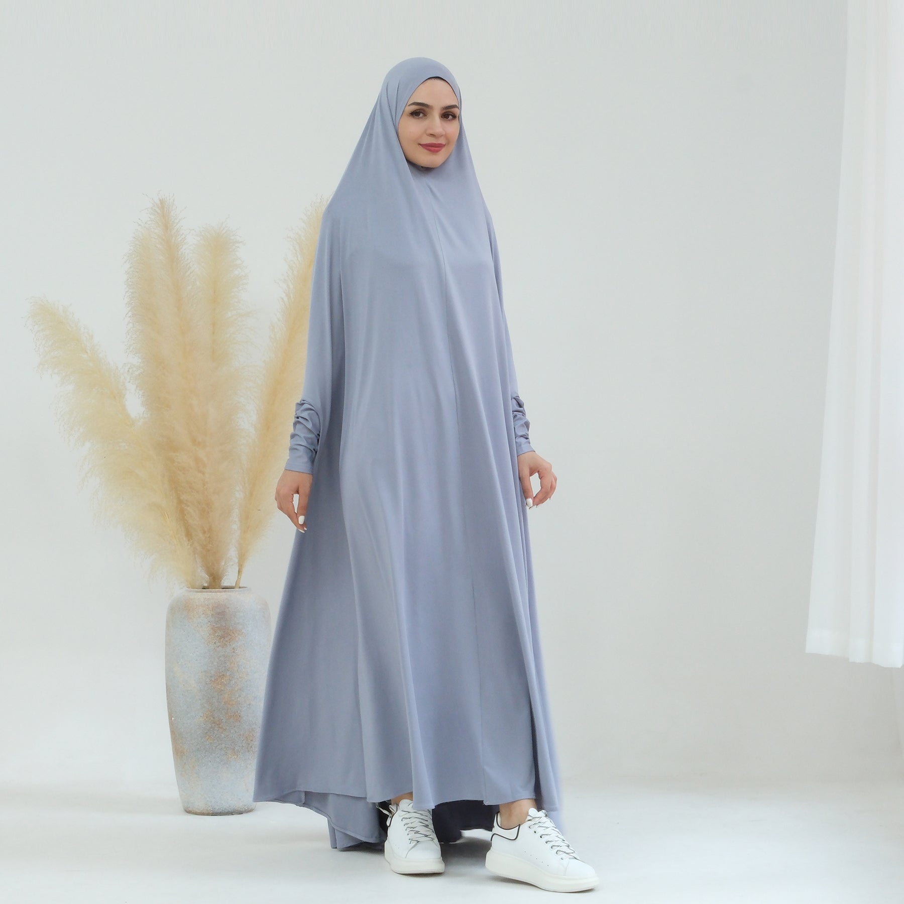Awra Cape Hijab Combo - Light Gray Modest Muslim Scarf Set for Women | Perfect for Prayer, Daily Wear & Special Occasions