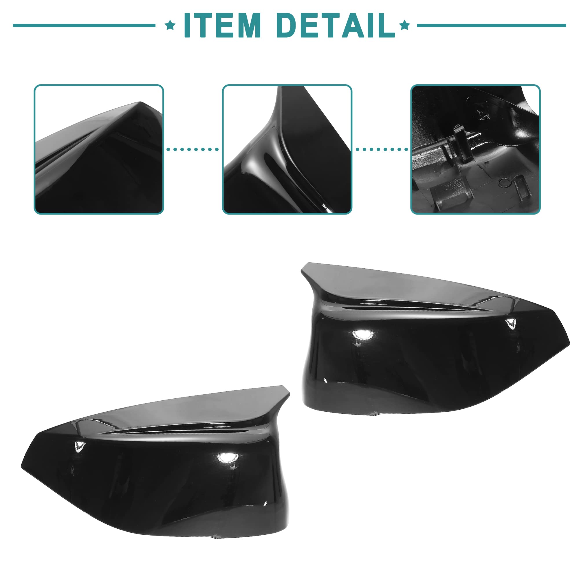 ACROPIX Gloss Black Rear View Mirror Covers for Infiniti Q50 (2-Pack) - Perfect Fit, Easy Installation, Enhanced Style & Protection for Your Car Interior