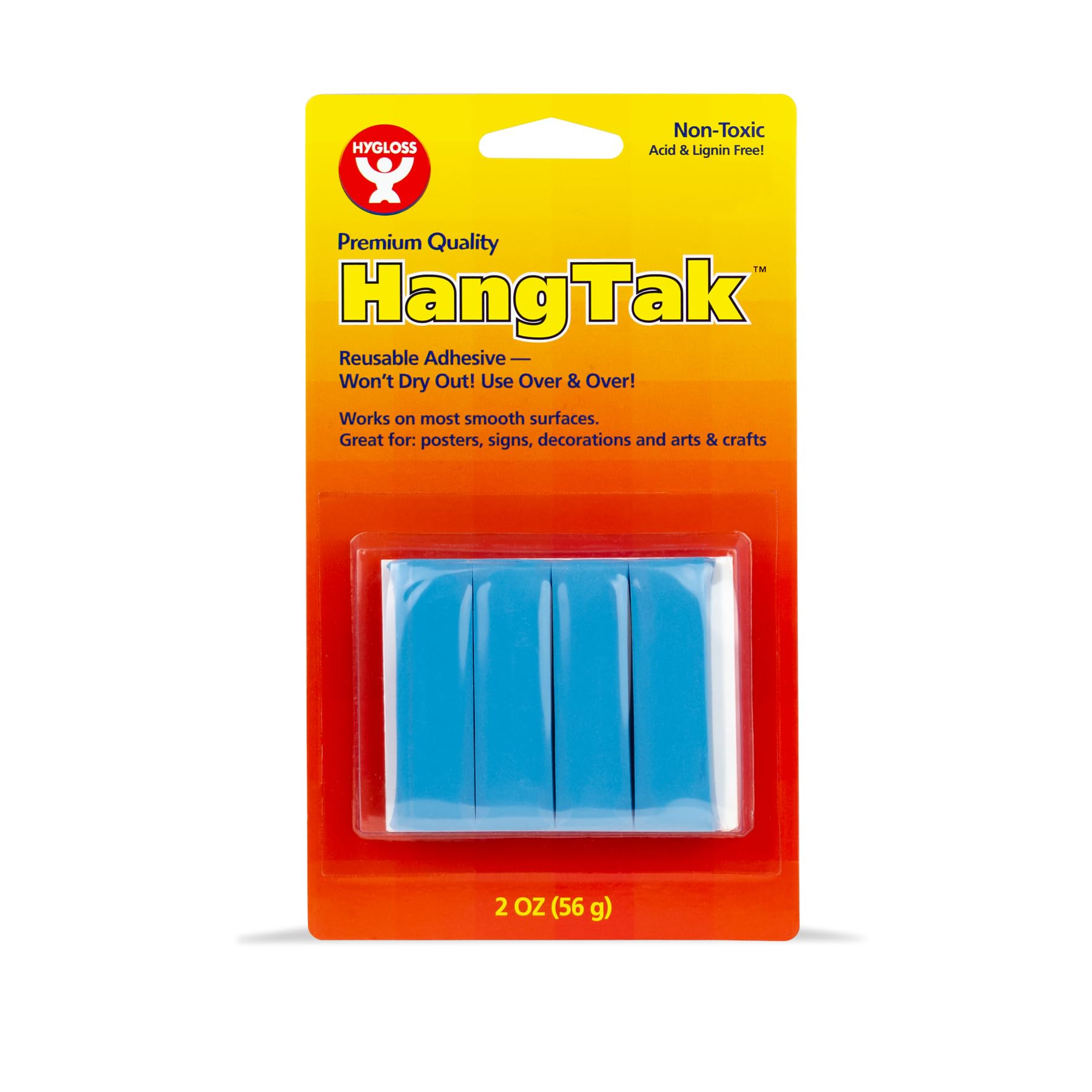 Hygloss Blue HangTak Putty - 48-Pack Removable & Reusable Poster Putty, Wall-Safe Sticky Tack for Home, Classroom & Office - Perfect for Mounting Photos, Artwork, Bulletin Boards & Whiteboards (2-Ounce Each)
