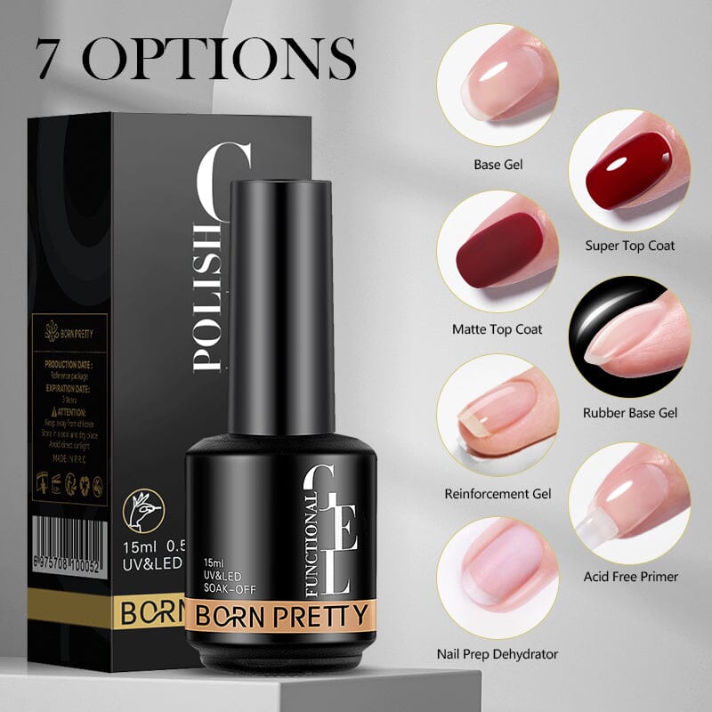 Professional 15ml Function Gel Collection Base & Top Coat - Long-Lasting Nail Polish for Manicures & Pedicures at Home or Salon
