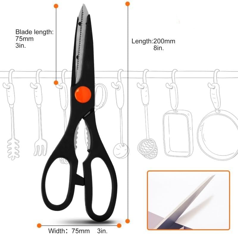 TOOLSTEK Professional Kitchen Scissors - Ultra Sharp Stainless Steel Shears for Cutting Chicken, Fish, Meat, Vegetables, Herbs & BBQ Bones - Heavy Duty Multi-Purpose Cooking Shears - Perfect for Meal Prep, Butchering & Food Preparation