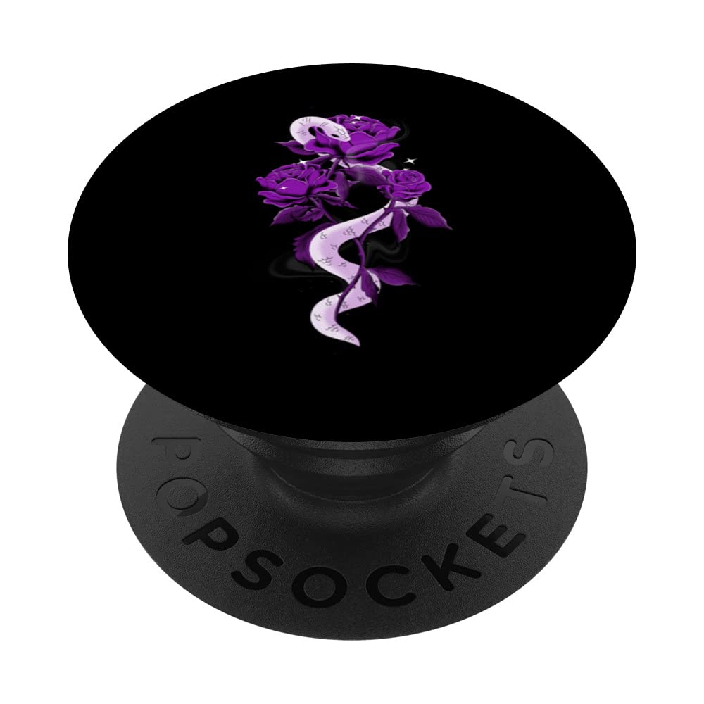Gothic Snake & Purple Rose Flower PopSockets - Swappable PopGrip for Phone & Tablet - Aesthetic Phone Accessory for Gothic Lovers, Dark Fashion & Alternative Style