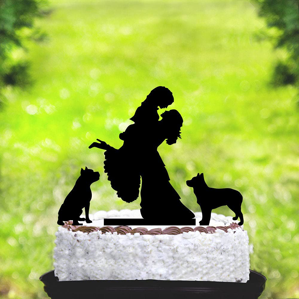 Customized Mrs & Mrs Cake Topper - Personalized Lesbian Wedding Cake Decor with Two Dogs - Perfect for Same-Sex Weddings, Anniversaries, and LGBTQ+ Celebrations