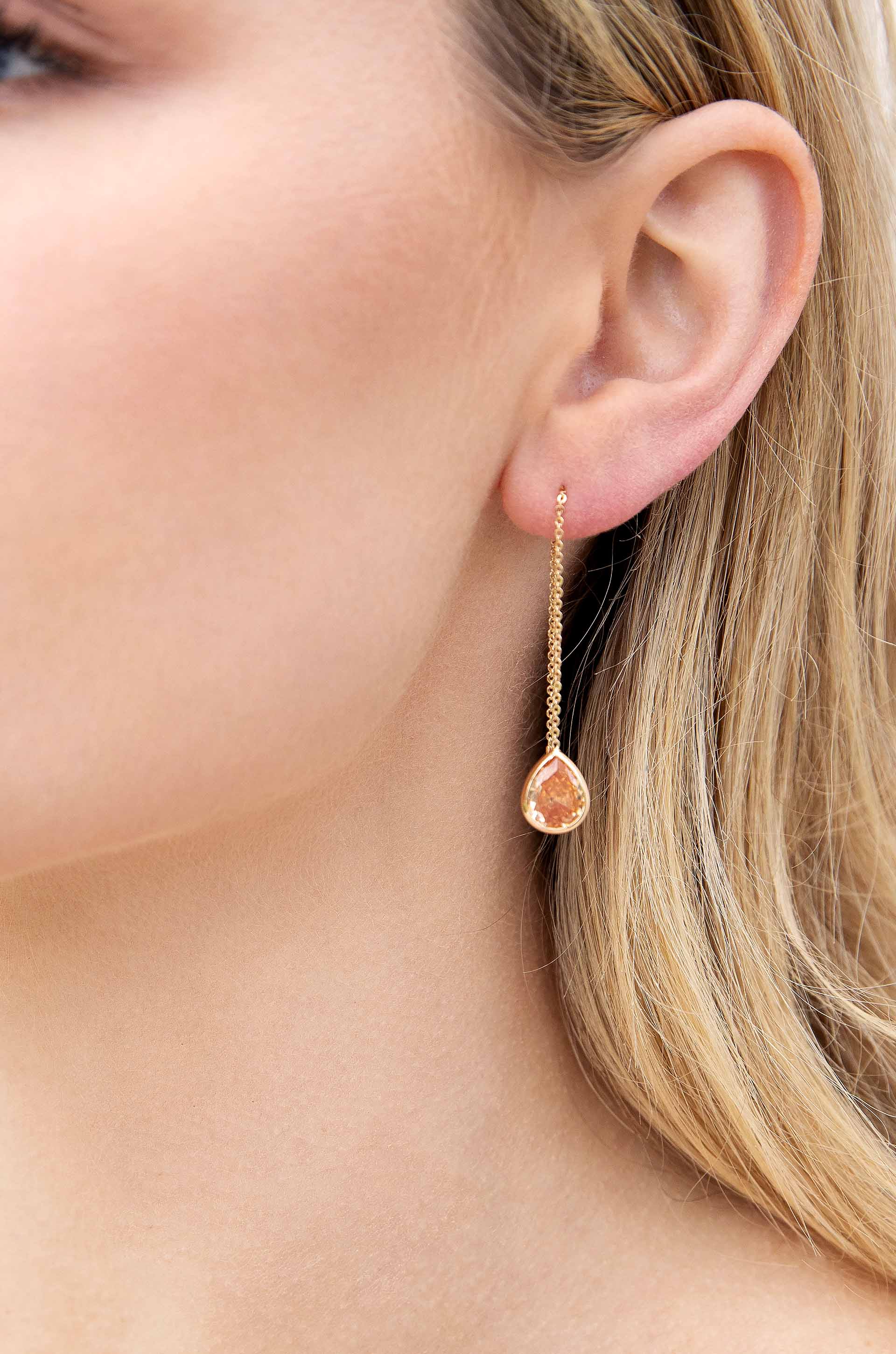 Dainty Chain and Crystal Dangle Earrings for Women - Elegant Minimalist Jewelry for Everyday Wear, Parties & Special Occasions