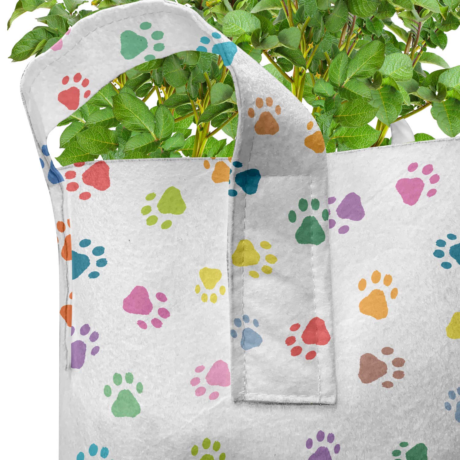 Ambesonne 5-Pack 7 Gallon Heavy Duty Fabric Grow Bags with Handles - Cat Paw Print Design for Indoor/Outdoor Plants, Flowers, Vegetables - Durable Plant Pots for Gardening, Balcony & Patio Decor