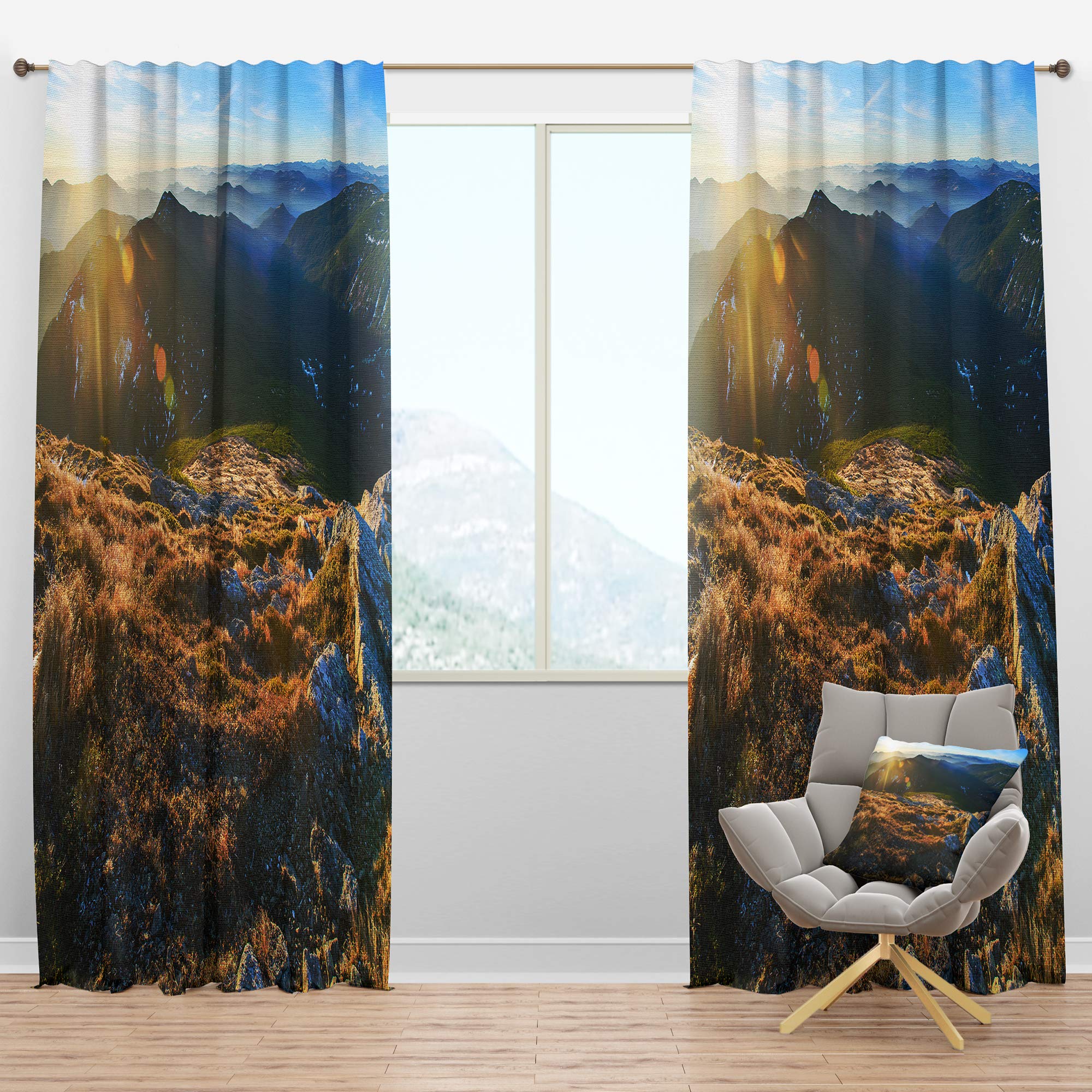 DesignQ Blackout Curtains 'Mountains Glowing in Sunlight' - Thermal Insulated Single Panel Window Drapes (52x84 inches) for Bedroom & Living Room - Blocks Light & Noise, Perfect for Home Theater, Nursery, and Office Spaces