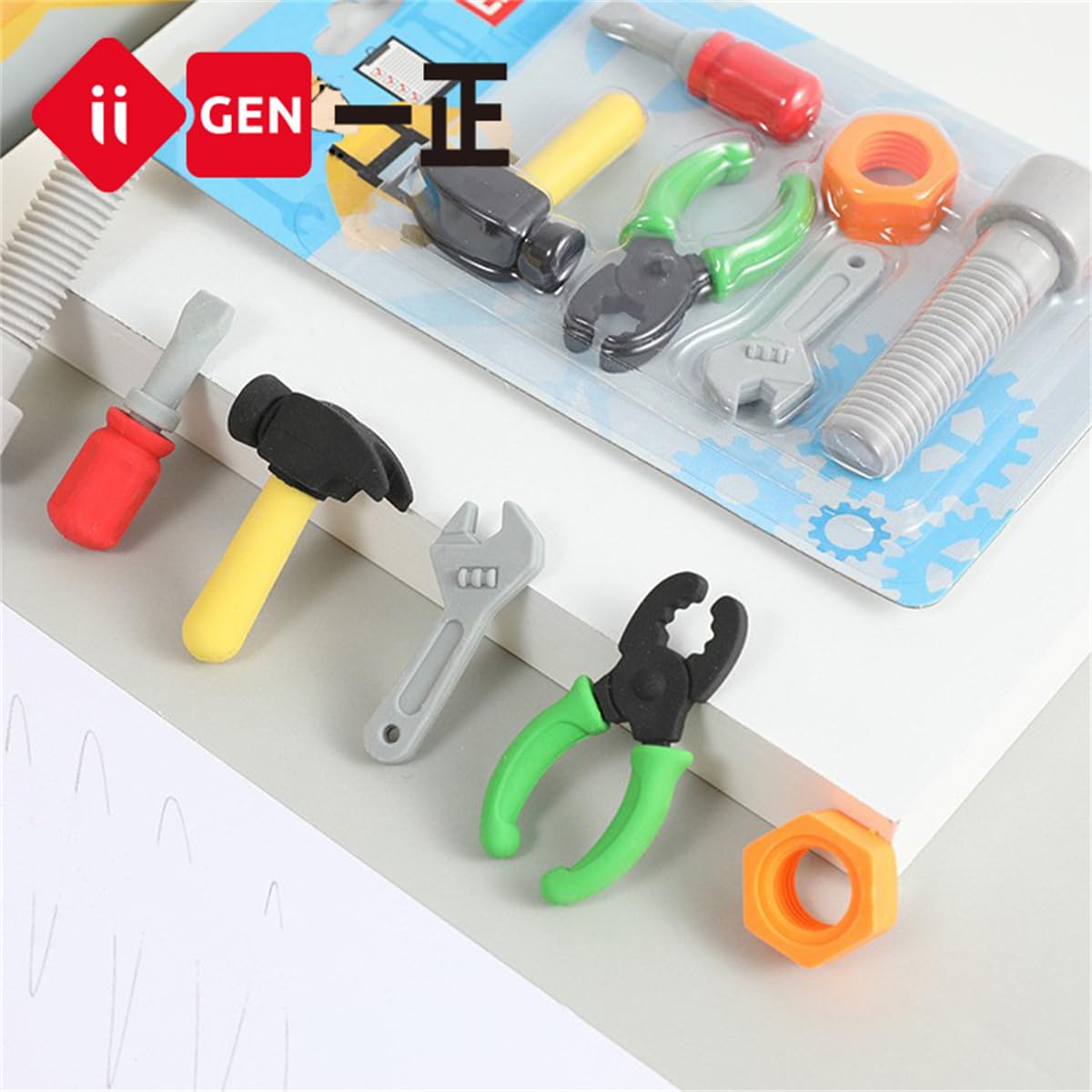 Kawaii Cute Tool Box Eraser Set - 3-Piece Screwdriver, Wrench & Hammer Shaped Pencil Erasers (Random Colors) - Perfect for School Supplies, Office Gifts & DIY Craft Projects
