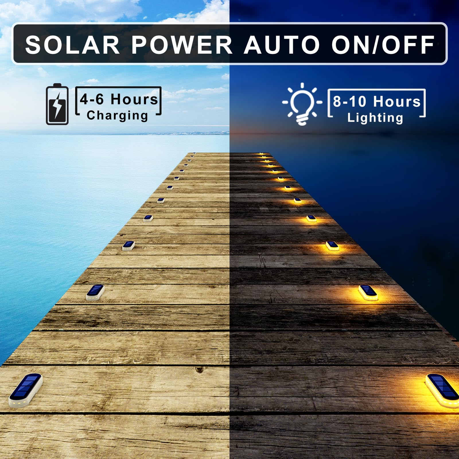 Solar Powered Outdoor Step Lights - Waterproof LED Deck & Fence Lighting (4 Pack) | Warm White Solar Lights for Stairs, Patio, Garden, Pathway, Driveway & Porch | Perfect for Backyard, Front Door & Dock Safety Lighting at Night