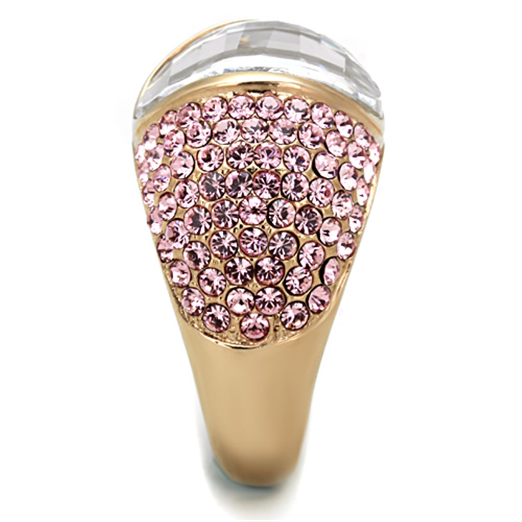 Elegant Clear Oval Pink CZ IP Rose Gold Cocktail Ring for Women - Perfect for Parties, Weddings & Evening Events