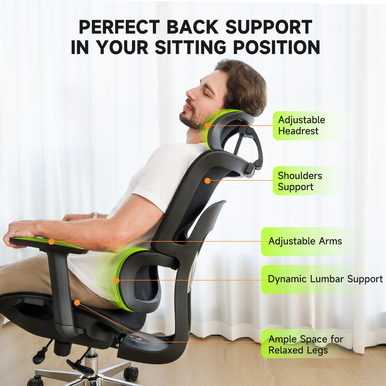 Premium Ergonomic Office Chair for Big & Tall - Heavy Duty 400Lbs Capacity, Adjustable High Back Computer Desk Chair for Gaming & Work - Ideal for Large Professionals & Long Hours Sitting (6'5