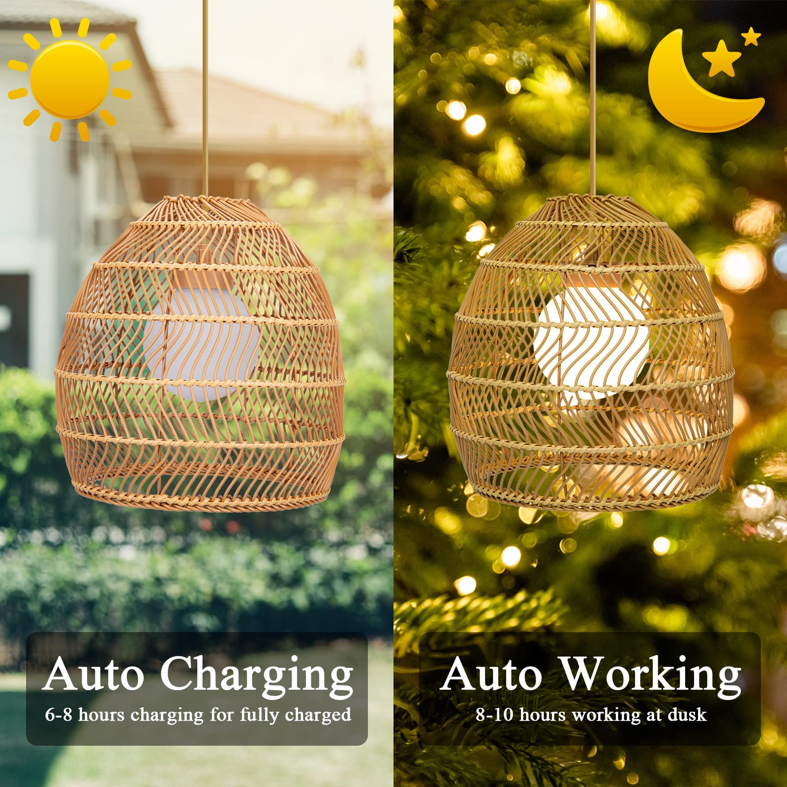 Wonder Solar Chandelier Outdoor Lanterns - Waterproof Solar Hanging Lights with Remote Control for Gazebo, Porch, Patio - Perfect for Garden Parties, Backyard Decor & Evening Ambiance