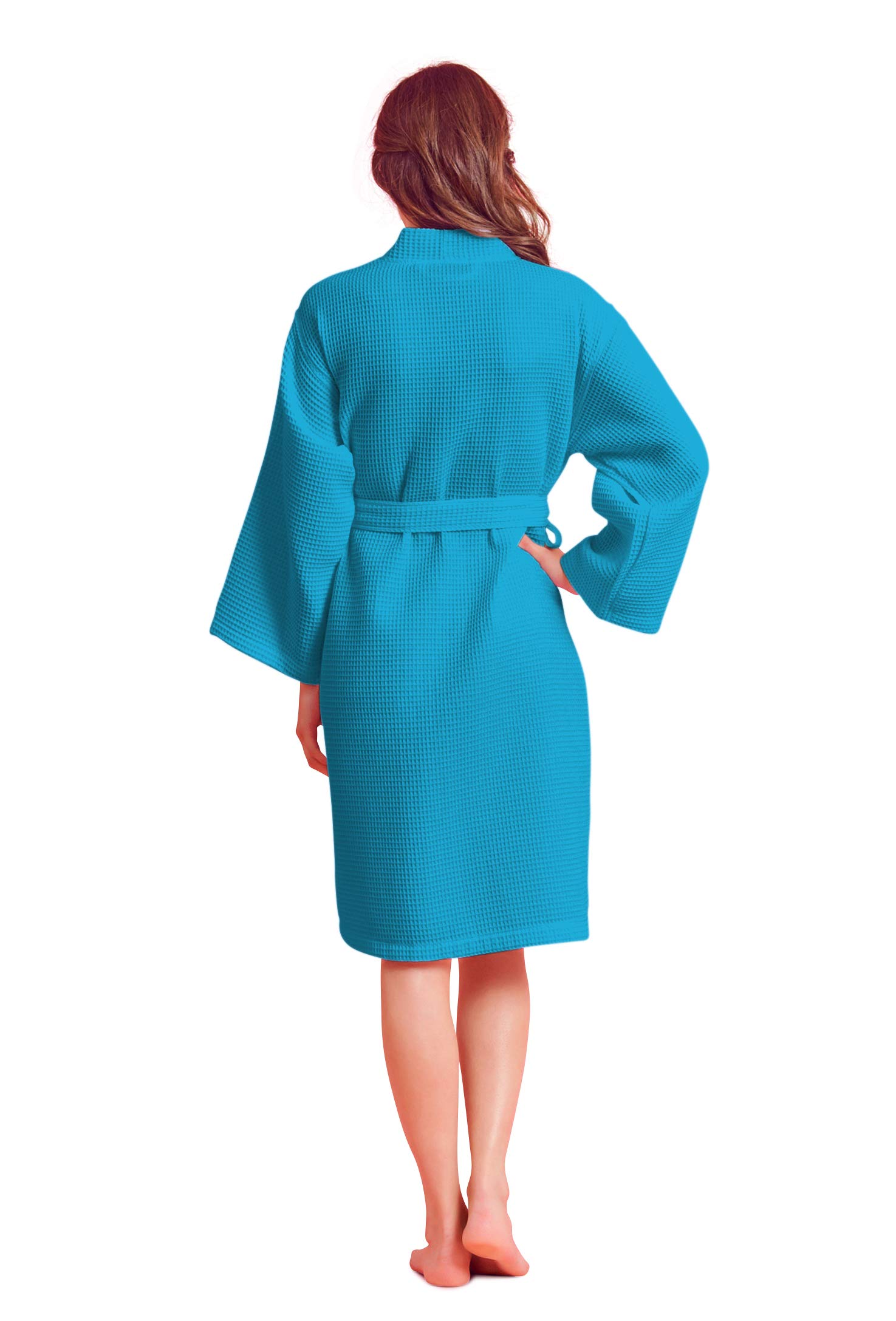 Soft Touch Linen Kimono Waffle Robe for Women - Lightweight Cotton Polyester Blend Bathrobe - Perfect for Spa, Lounge & Beach Cover-Up