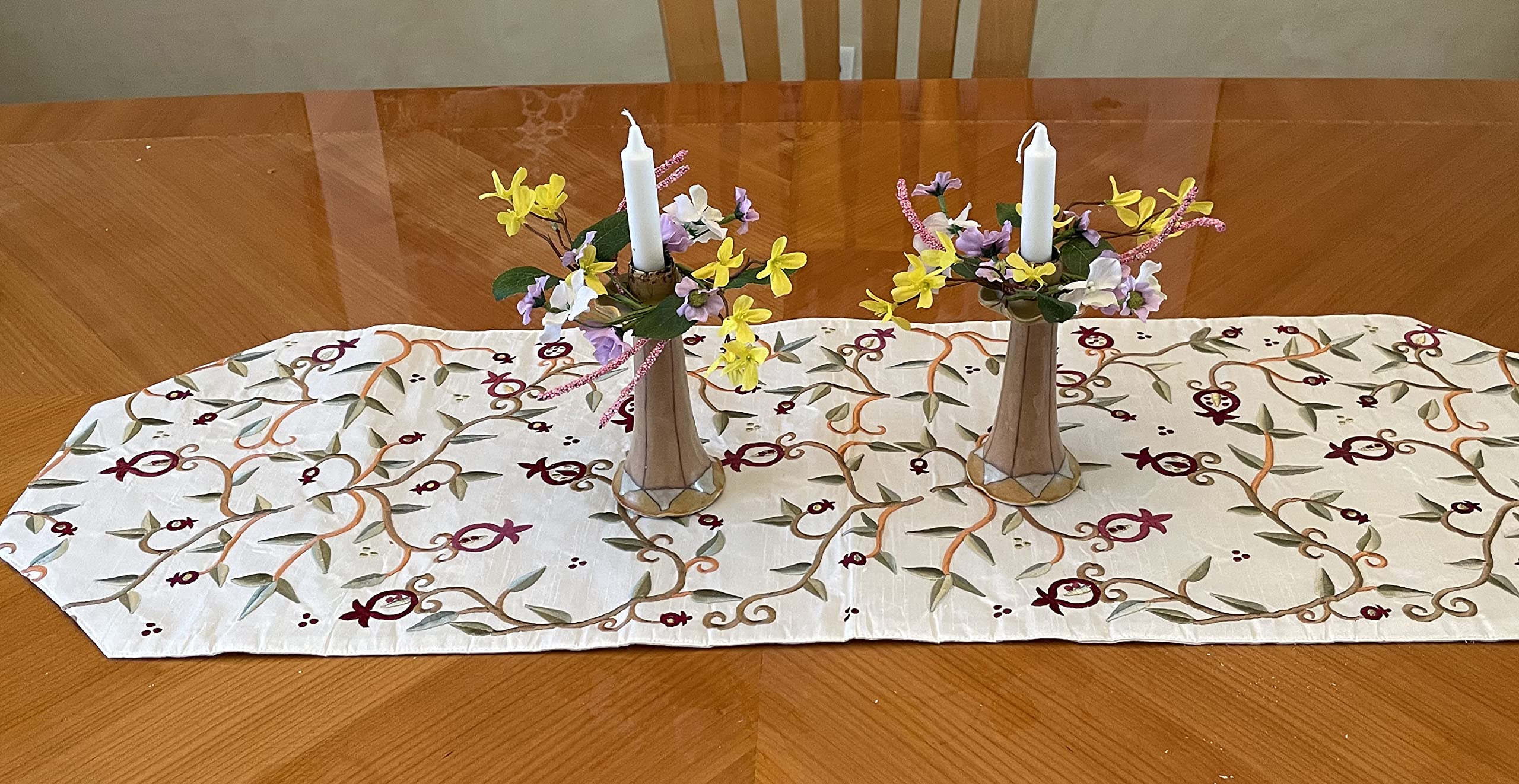 Set of 2 Floral Candle Rings - 9 Inch Cherry Blossom, Forsythia, Daisy & Lavender Artificial Flower Wreaths for Table Centerpiece, Wedding Decor, and Home Fragrance Accessories