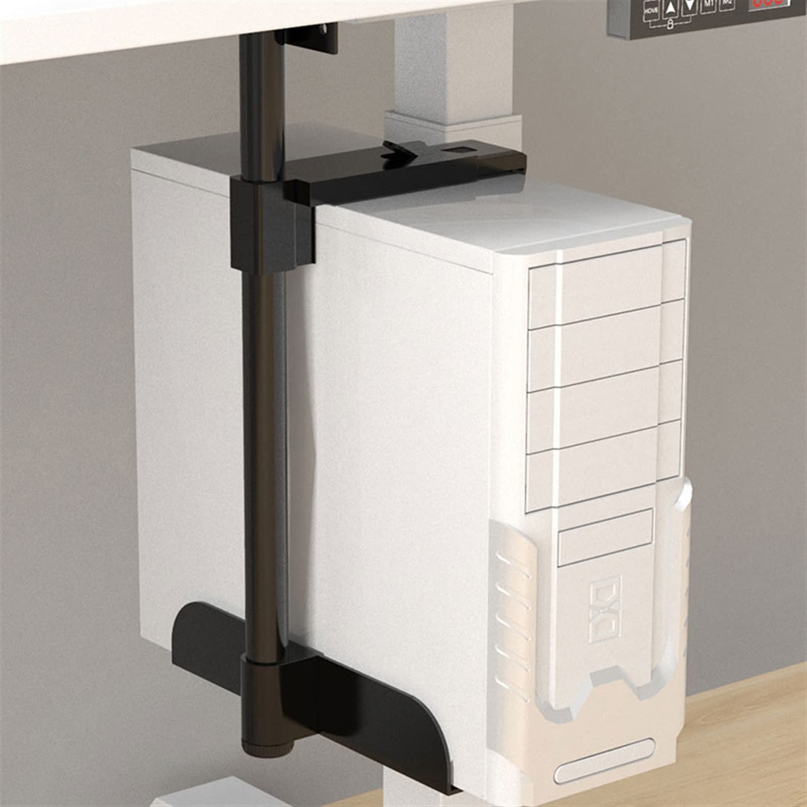 Heavy Duty CPU Holder - Metal Wall Mounted PC Tower Bracket for Desk, Under Desk Tray & Cooling Support - Perfect for Gaming Rigs, Workstations & Home Office Setups