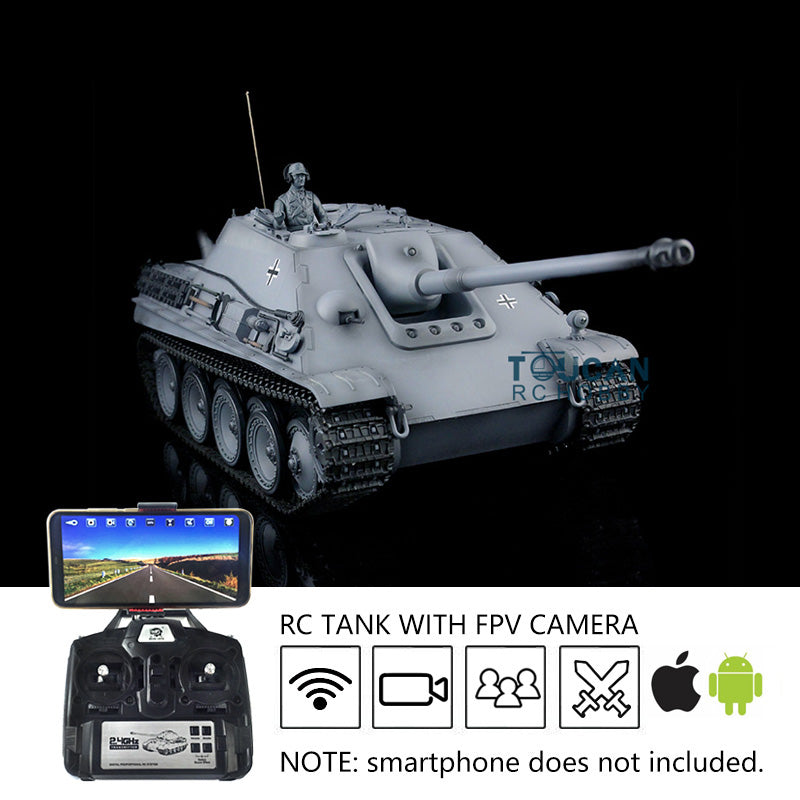 Henglong 1/16 Scale 7.0 RTR RC Tank - German Jagdpanther Model 3869 with FPV, Metal Tracks, Sound Effects & BB Shooting | Realistic Battle Simulation for Adults & Collectors | Perfect for Military Enthusiasts, Wargaming & Display