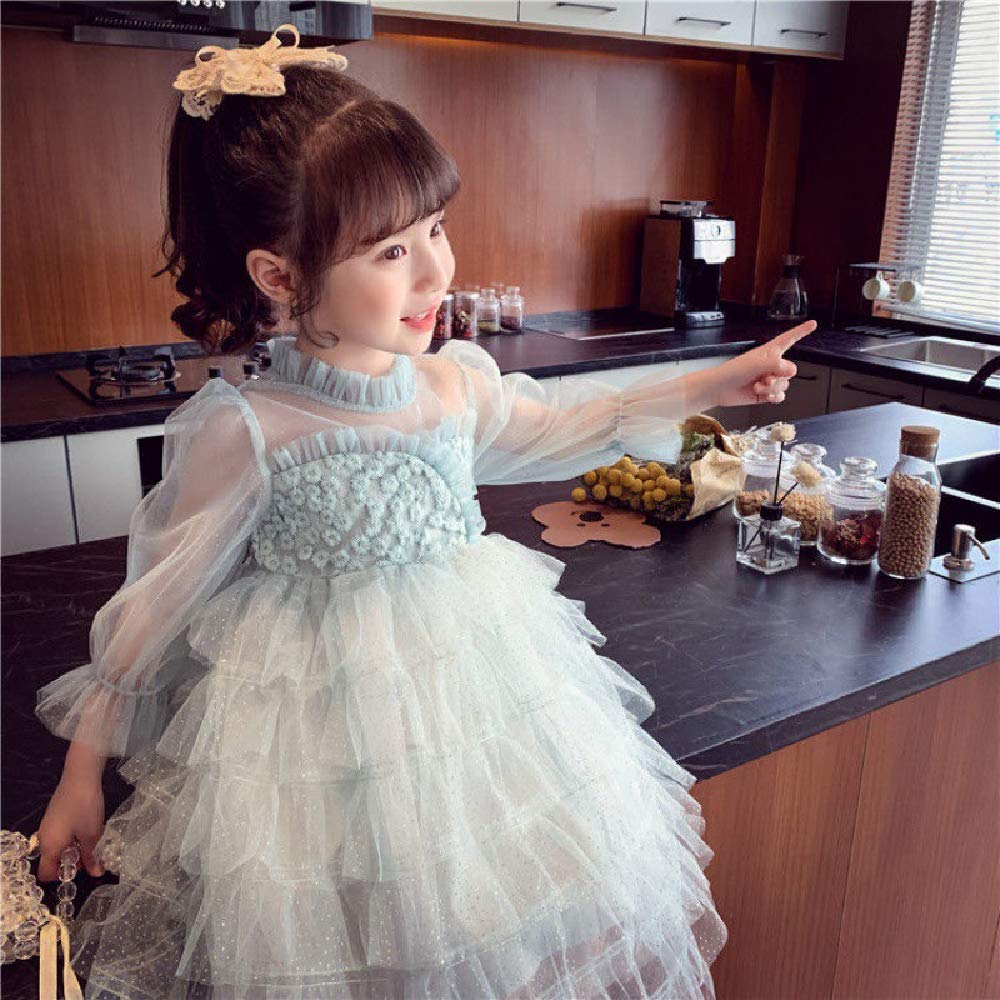 Quenny Girls' Princess Dresses - Spring New Korean Style Mesh Puffy Cake Party Dresses for Kids | Perfect for Birthday Parties, Pageants & Special Occasions