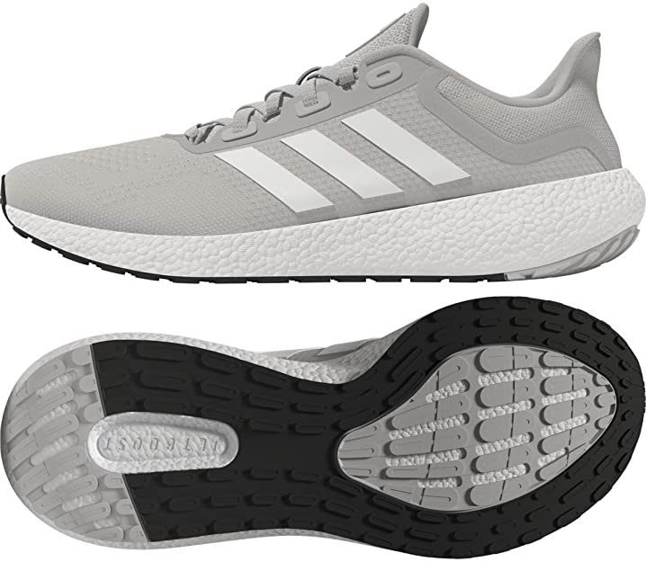 Adidas Pureboost 22 Running Shoes for Men & Women - Lightweight Comfortable Athletic Sneakers for Jogging, Gym Workouts & Daily Wear (Men's 8.5/Women's 10.5, Gray/White)