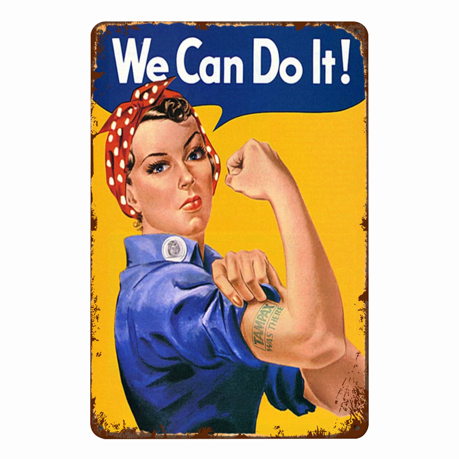 Vintage We Can Do It Metal Sign - Rustic Tin Wall Decor for Home, Bar, Coffee Shop - 12x8 Inches - Perfect for Retro & Industrial Style Spaces