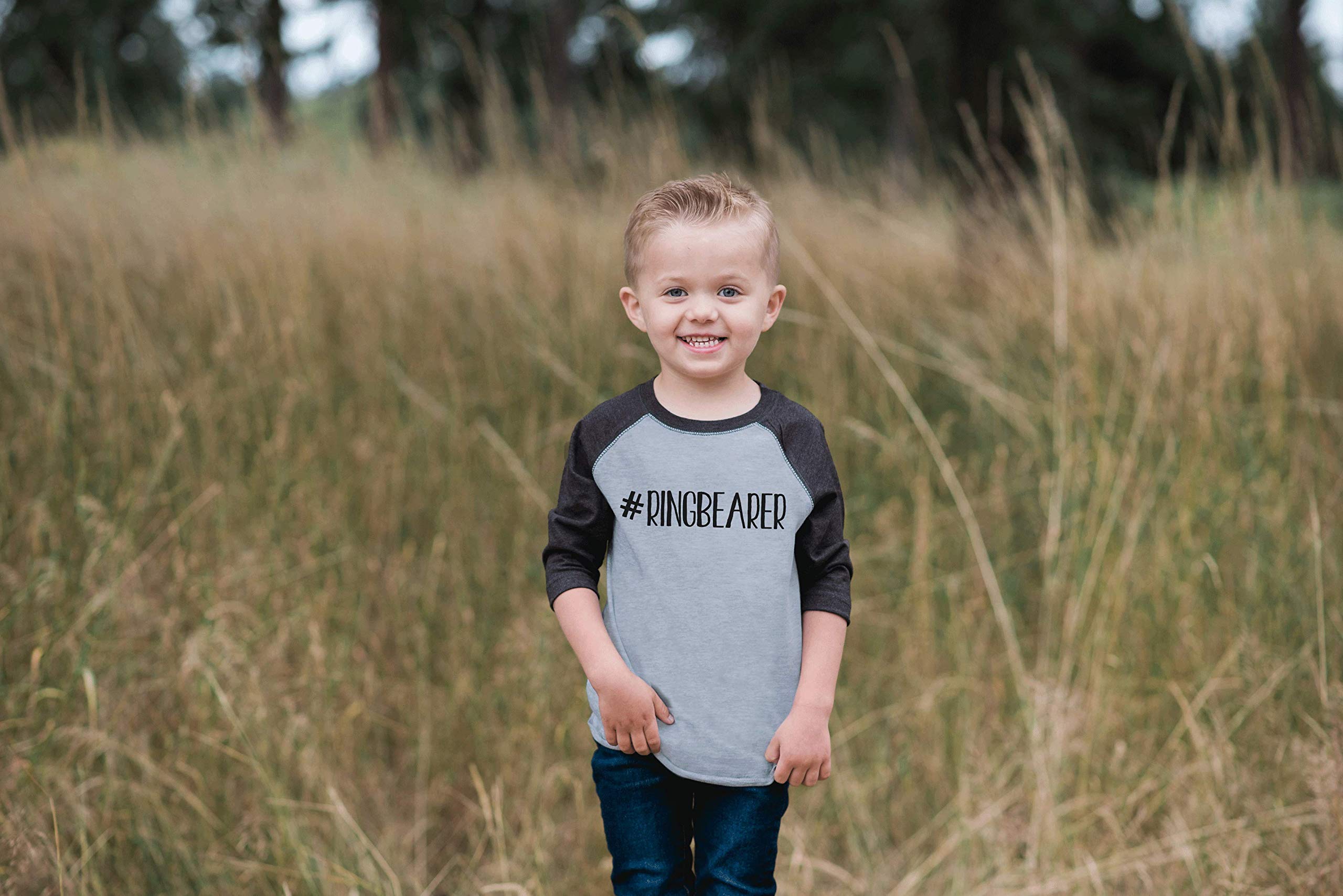 7 Ate 9 Apparel Ring Bearer Kids Wedding Raglan Tee - Cute Cotton T-Shirt for Flower Girls & Ring Boys - Perfect for Weddings, Rehearsal Dinners & Family Photos